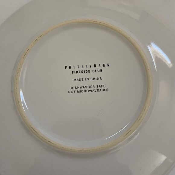 Pottery Barn Appetizer Plates Simion Batt‎ Fireside Club Salad EUC Cigar Theme - Picture 5 of 9
